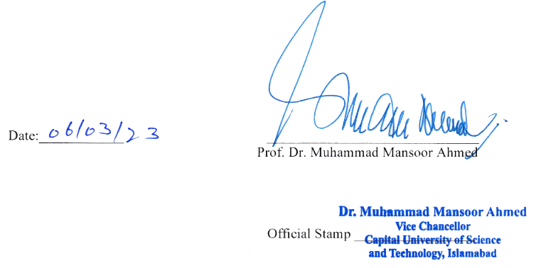 Signature and Official Stamp